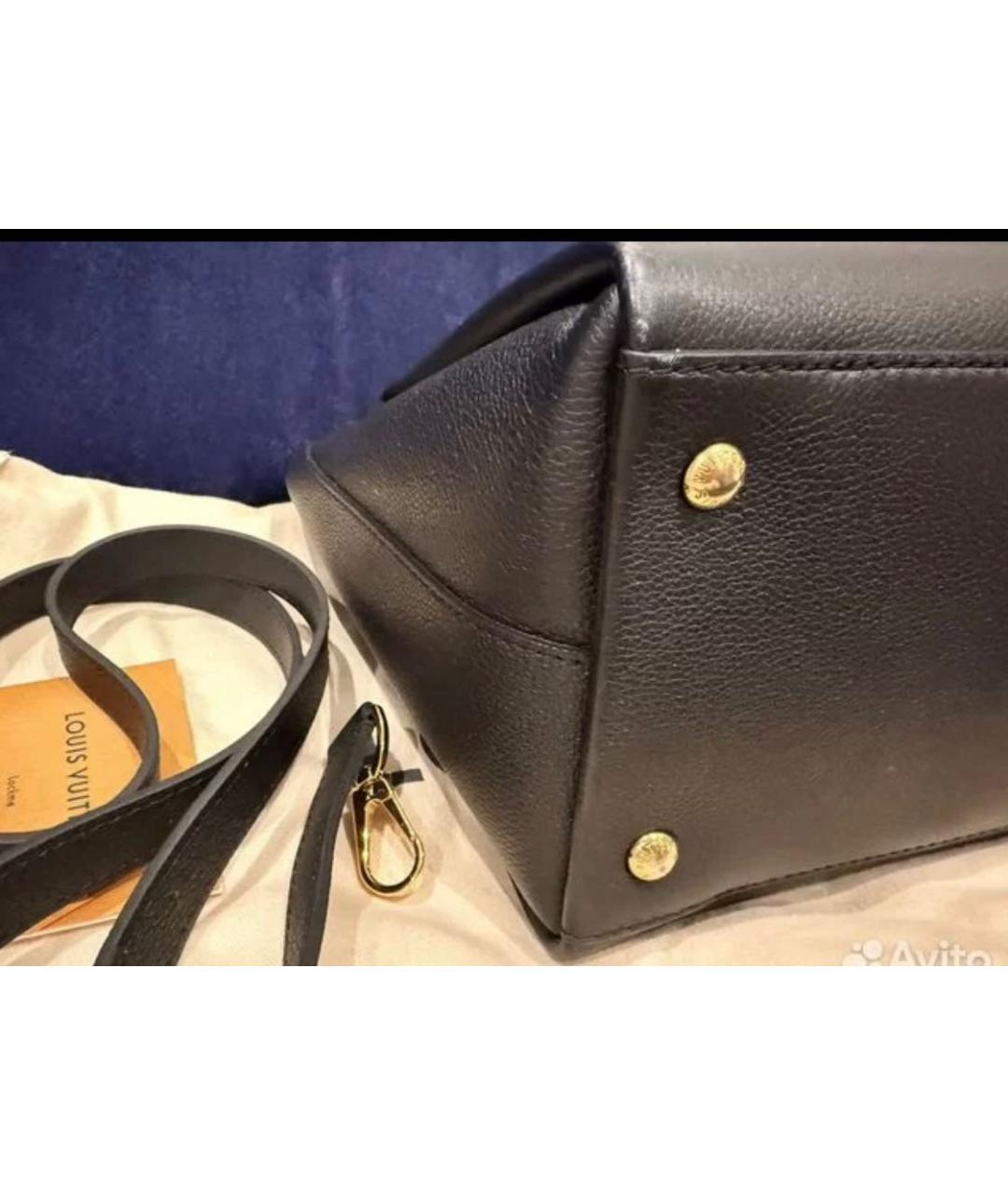 LOUIS VUITTON Черная кожаная сумка с короткими ручками, фото 3