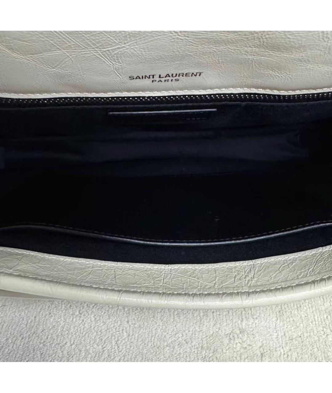 SAINT LAURENT Белая кожаная сумка через плечо, фото 8