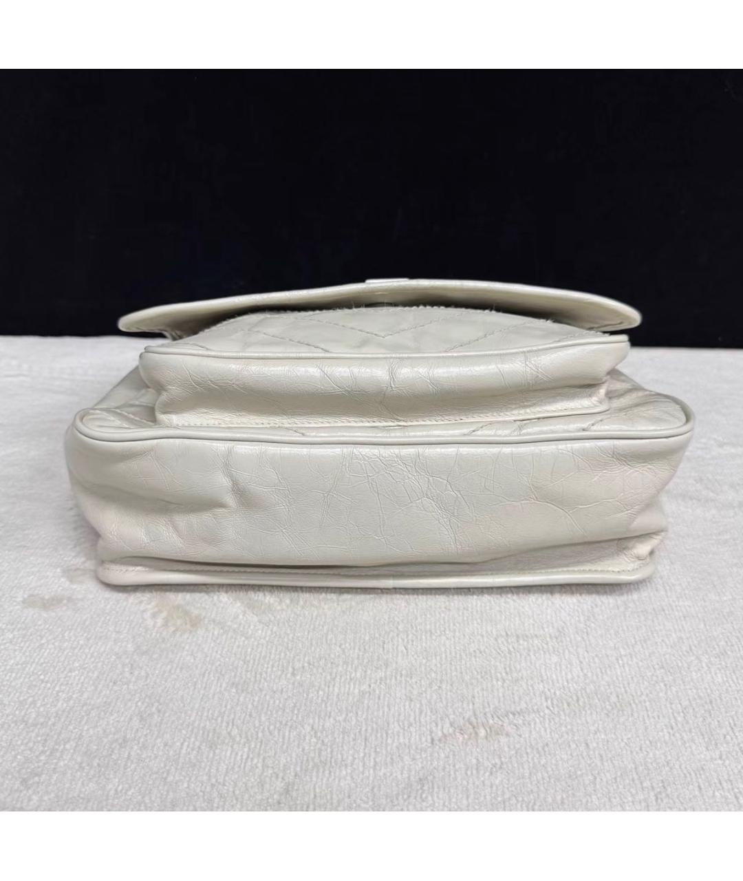 SAINT LAURENT Белая кожаная сумка через плечо, фото 5