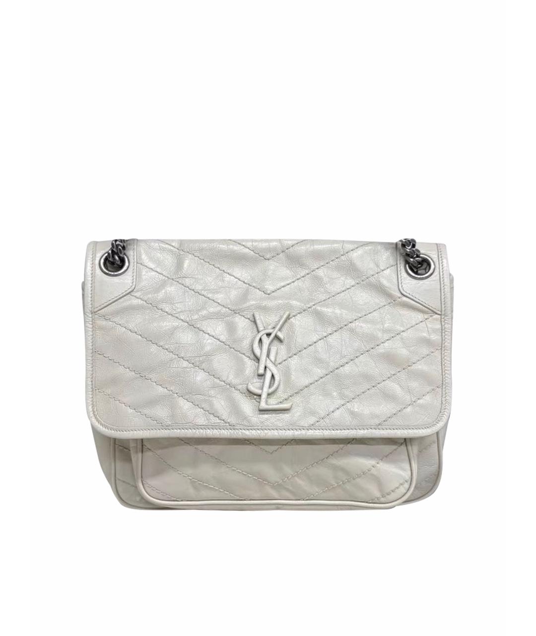 SAINT LAURENT Белая кожаная сумка через плечо, фото 1
