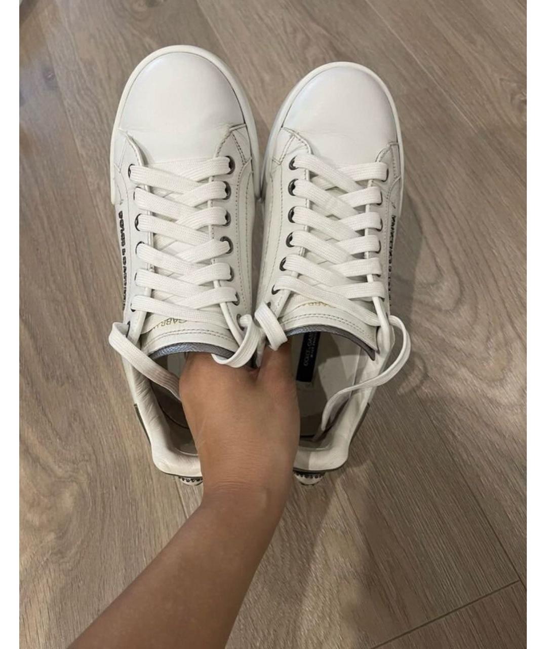 DOLCE&GABBANA Белые кожаные кроссовки, фото 4