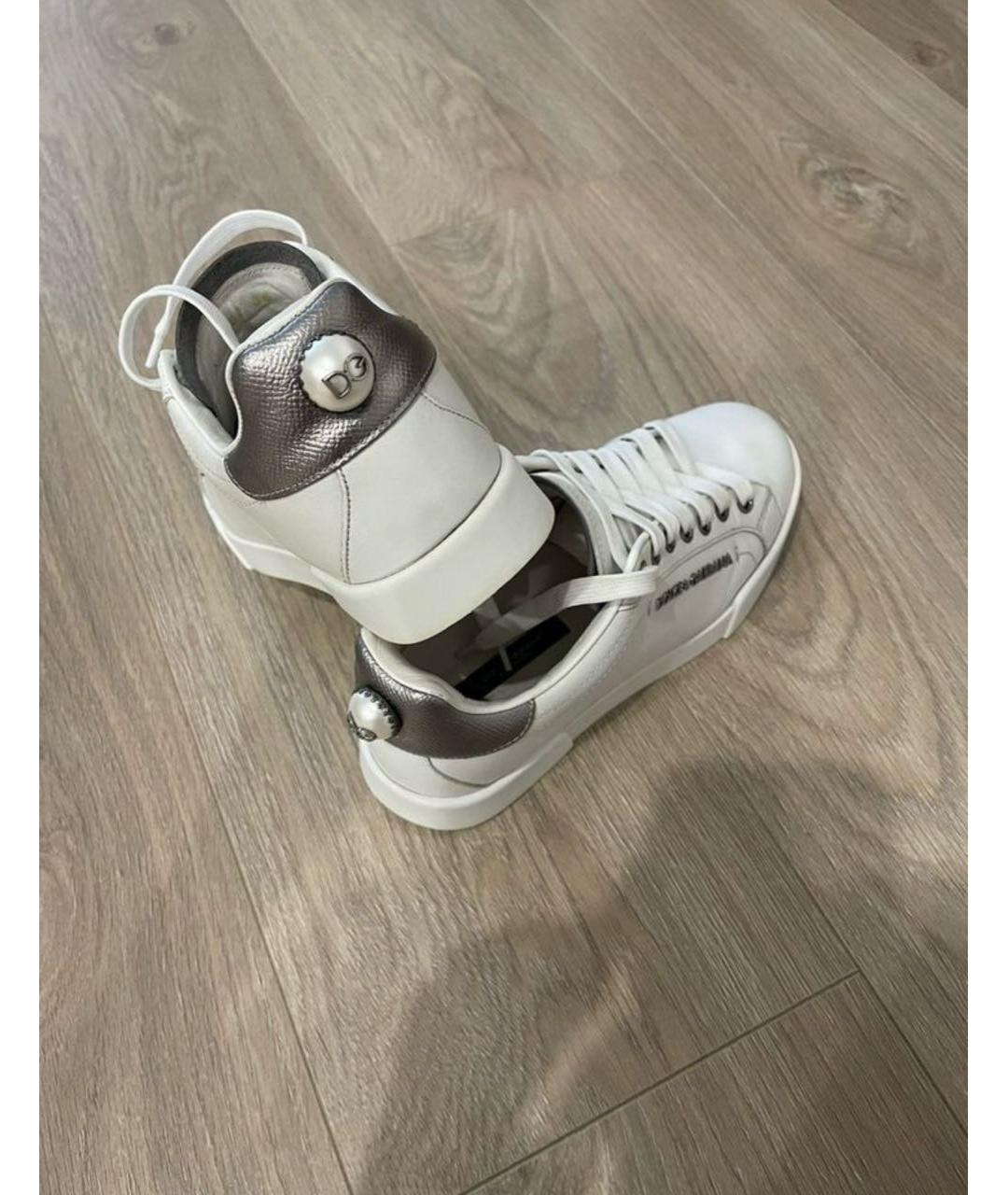 DOLCE&GABBANA Белые кожаные кроссовки, фото 2