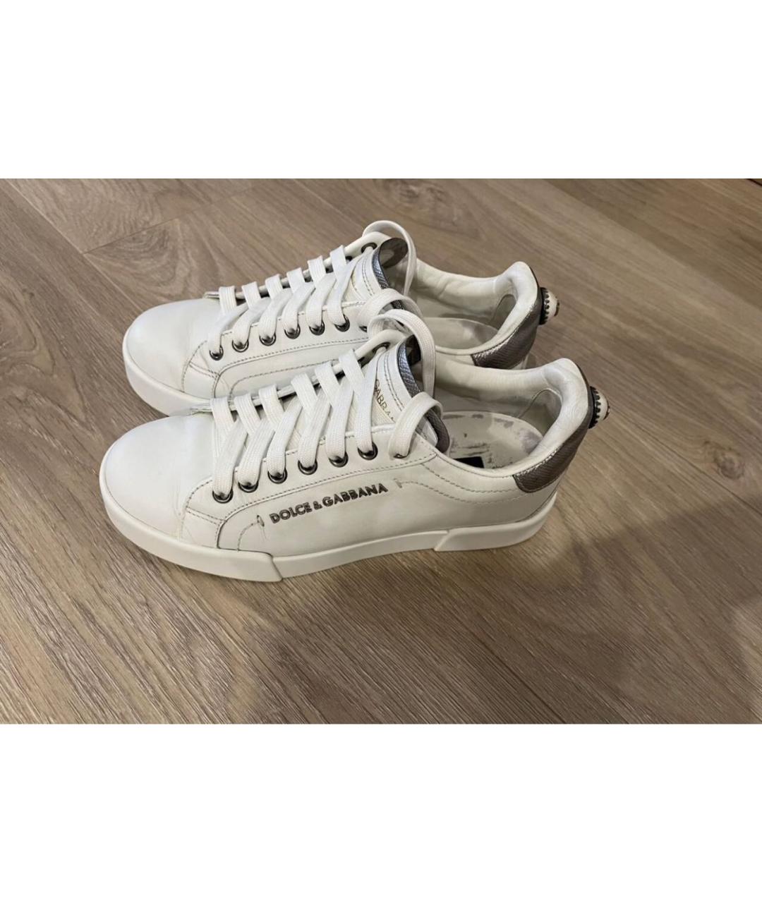 DOLCE&GABBANA Белые кожаные кроссовки, фото 3
