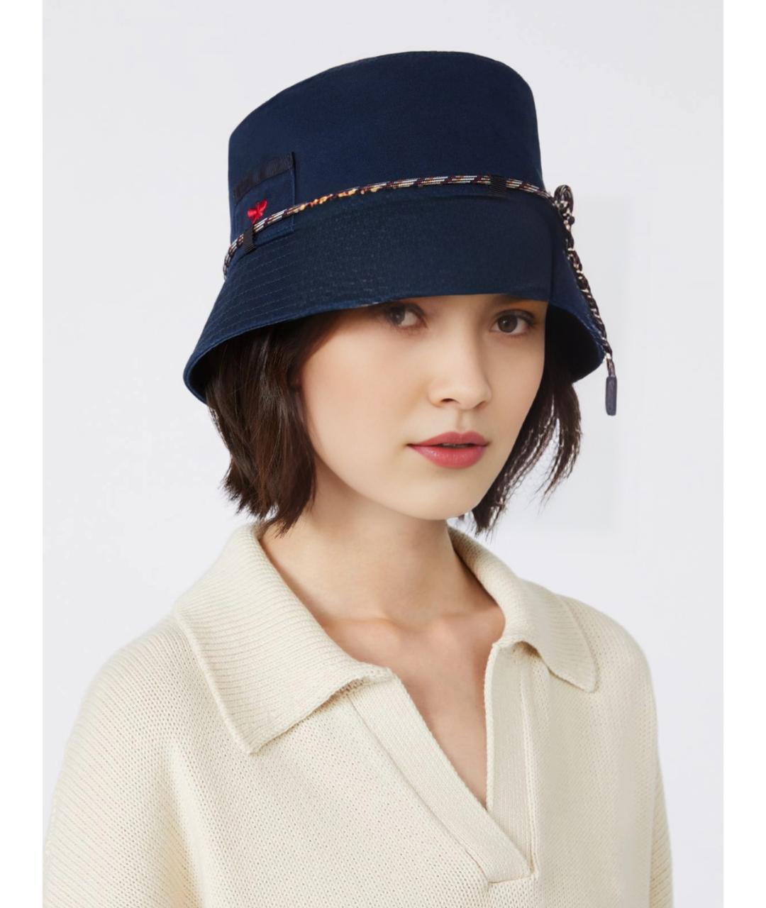 WEEKEND MAX MARA Темно-синяя хлопковая панама, фото 4