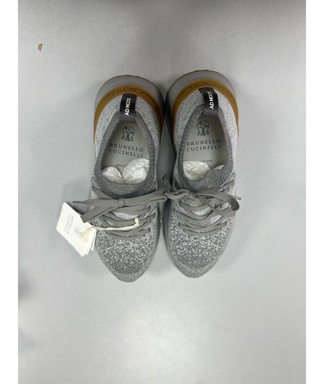 BRUNELLO CUCINELLI Серые текстильные высокие кроссовки / кеды, фото 3