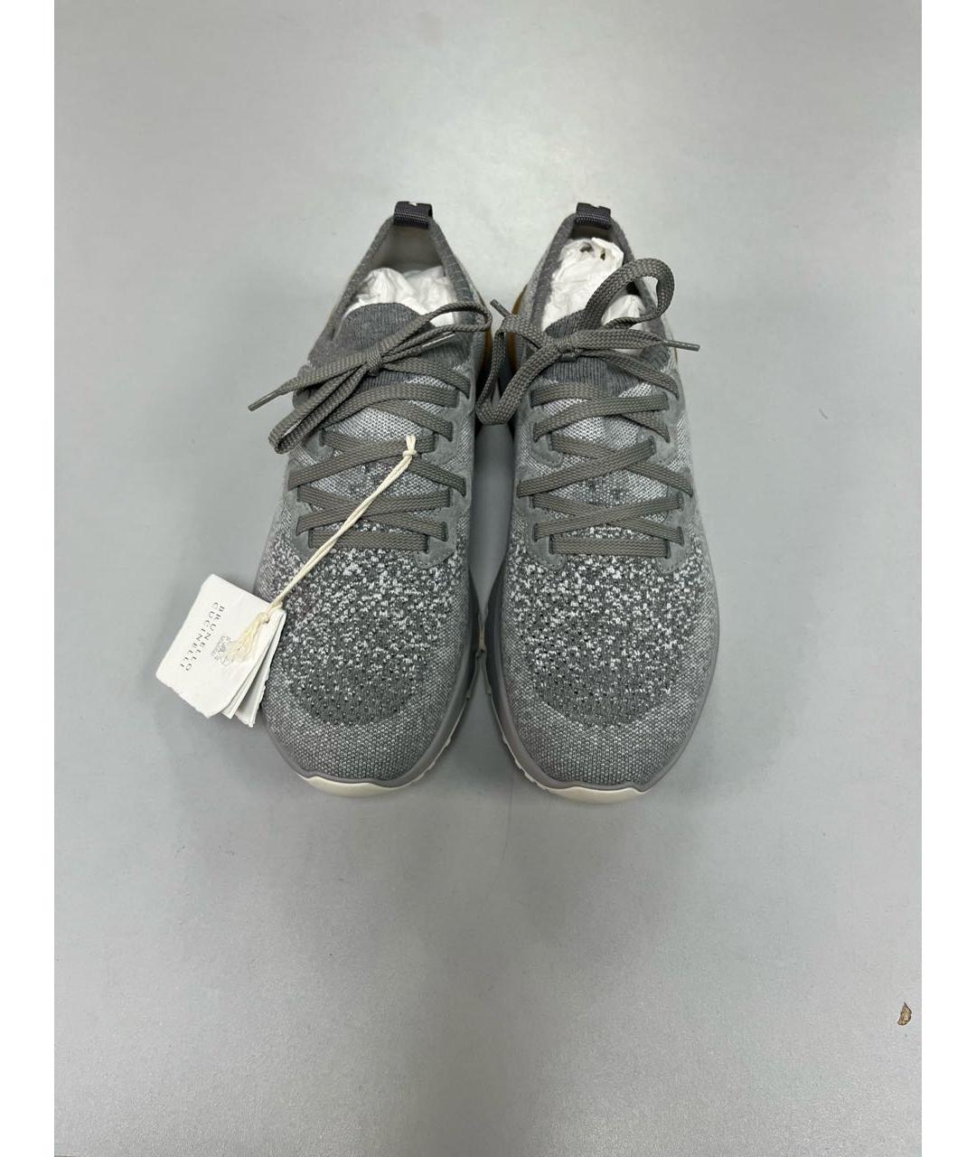 BRUNELLO CUCINELLI Серые текстильные высокие кроссовки / кеды, фото 2