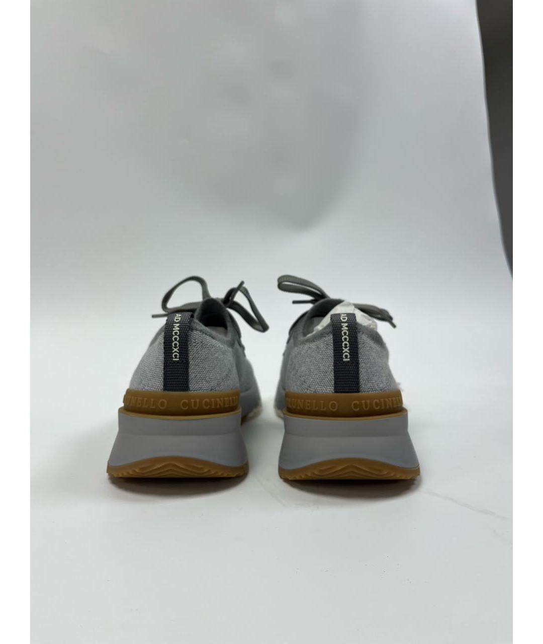 BRUNELLO CUCINELLI Серые текстильные высокие кроссовки / кеды, фото 4