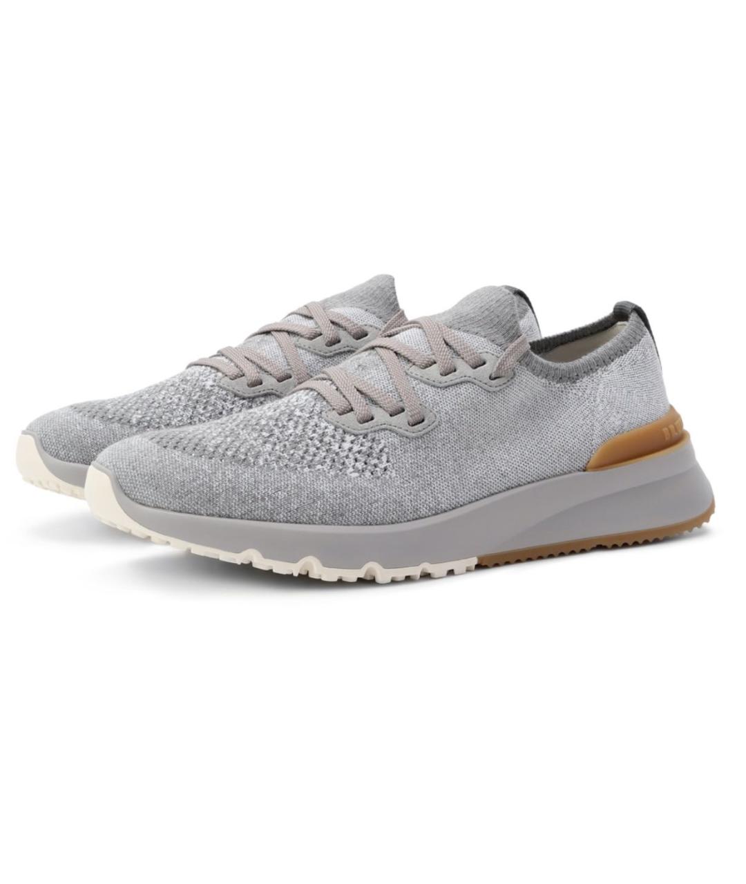 BRUNELLO CUCINELLI Серые текстильные высокие кроссовки / кеды, фото 5