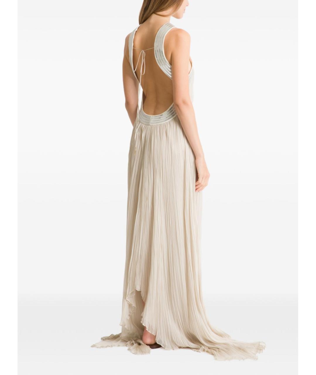 ALBERTA FERRETTI Бежевое шелковое вечернее платье, фото 5
