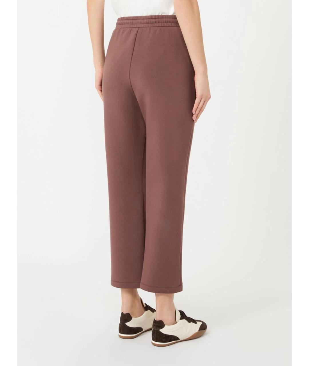 WEEKEND MAX MARA Коричневые вискозные прямые брюки, фото 3