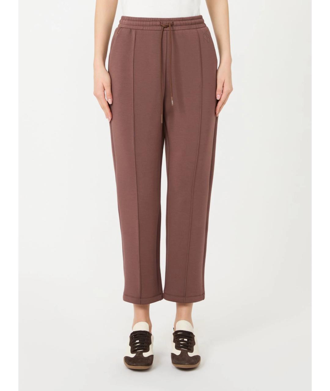 WEEKEND MAX MARA Коричневые вискозные прямые брюки, фото 2