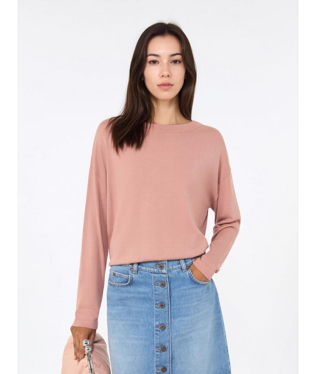 WEEKEND MAX MARA Розовый шелковый джемпер / свитер, фото 5