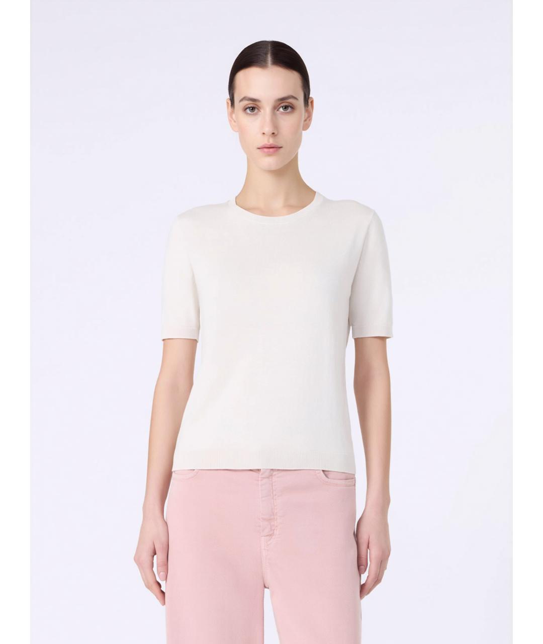 WEEKEND MAX MARA Белая шелковая футболка, фото 3