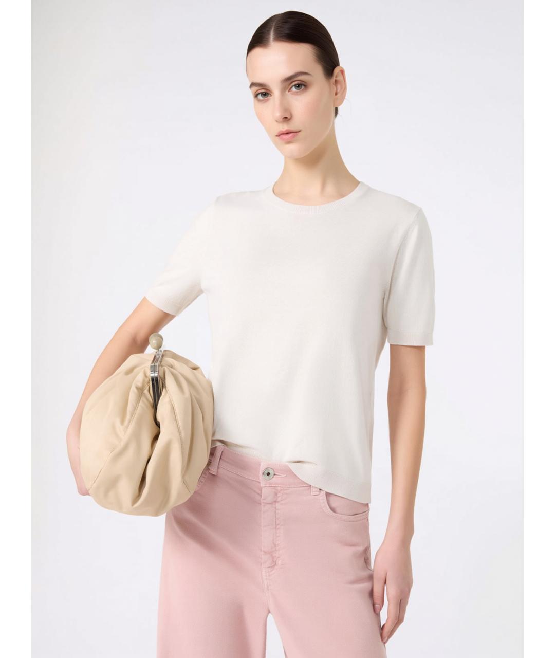 WEEKEND MAX MARA Белая шелковая футболка, фото 5