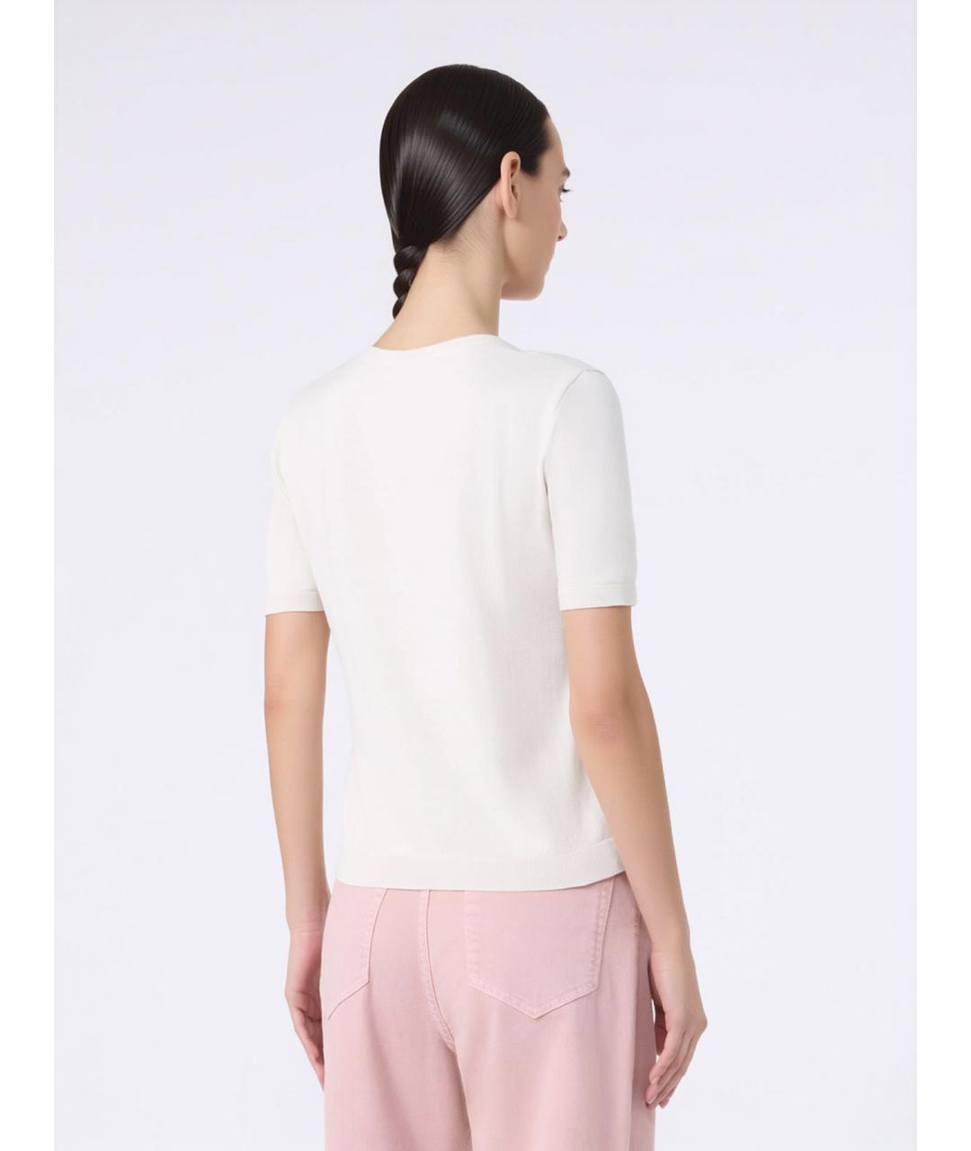 WEEKEND MAX MARA Белая шелковая футболка, фото 4