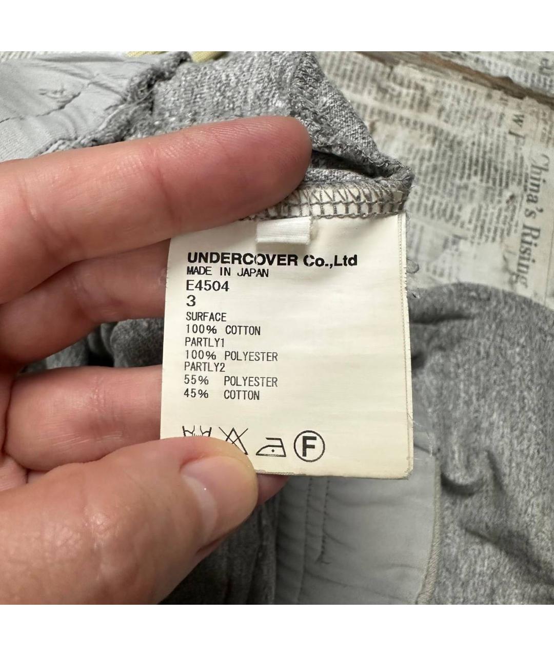UNDERCOVER Серые хлопковые повседневные брюки, фото 8