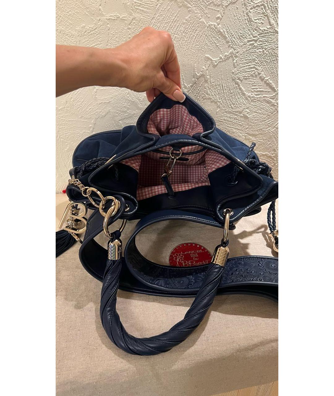 LANCEL Темно-синяя замшевая сумка тоут, фото 6