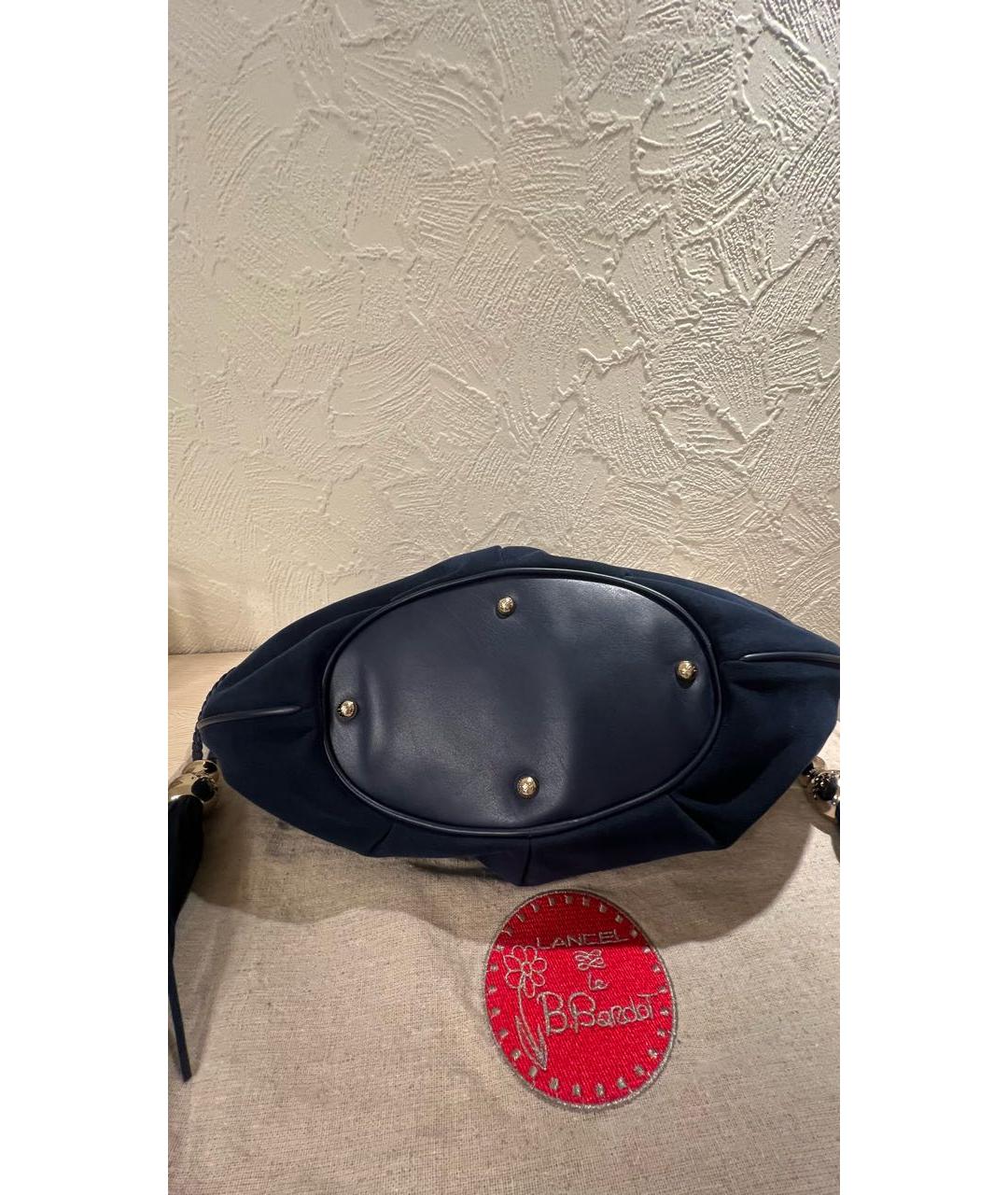 LANCEL Темно-синяя замшевая сумка тоут, фото 5
