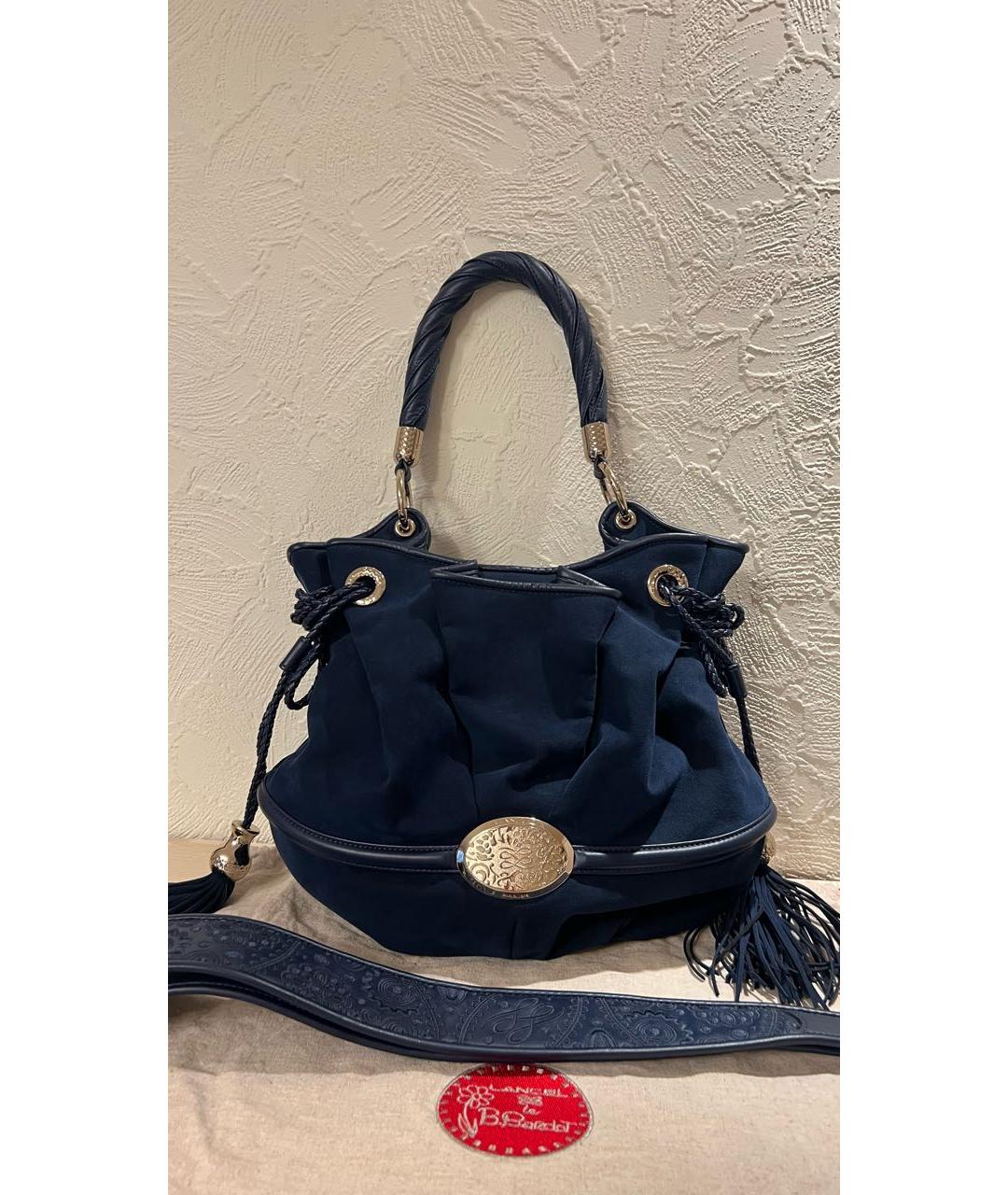 LANCEL Темно-синяя замшевая сумка тоут, фото 7