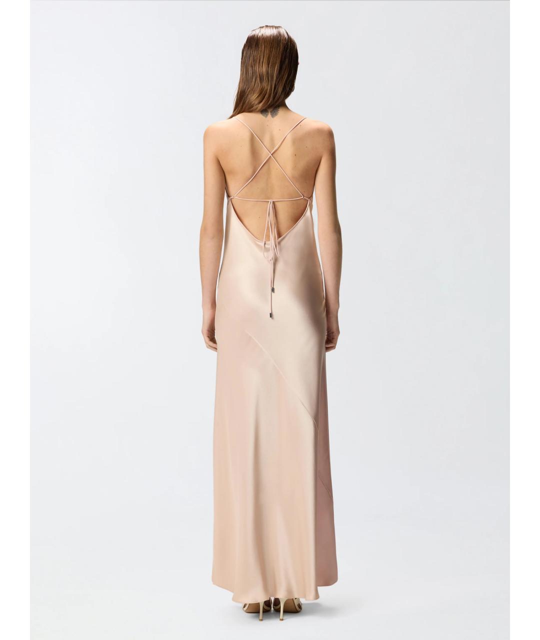 PINKO Бежевое ацетатное коктейльное платье, фото 4