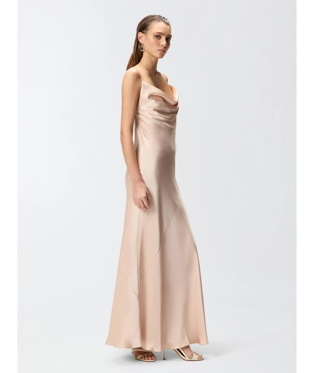 PINKO Бежевое ацетатное коктейльное платье, фото 3