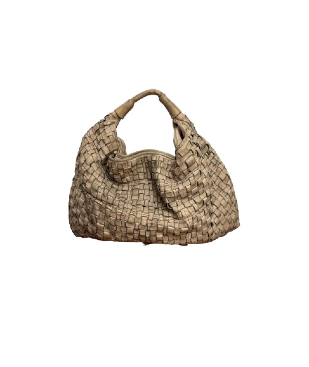 CAMPOMAGGI Бежевая кожаная сумка с короткими ручками, фото 1