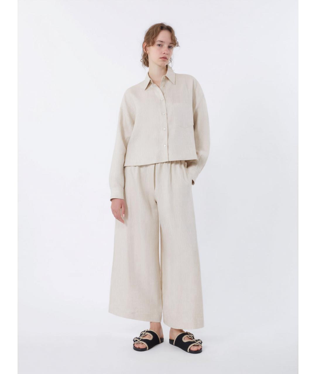 WEEKEND MAX MARA Бежевая льняная рубашка, фото 2
