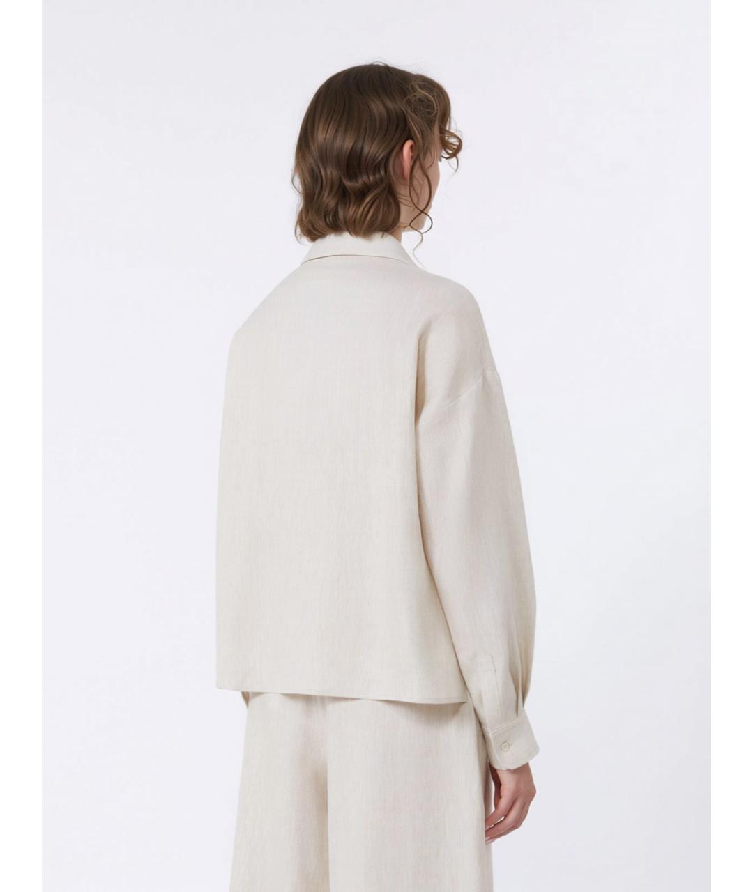 WEEKEND MAX MARA Бежевая льняная рубашка, фото 3