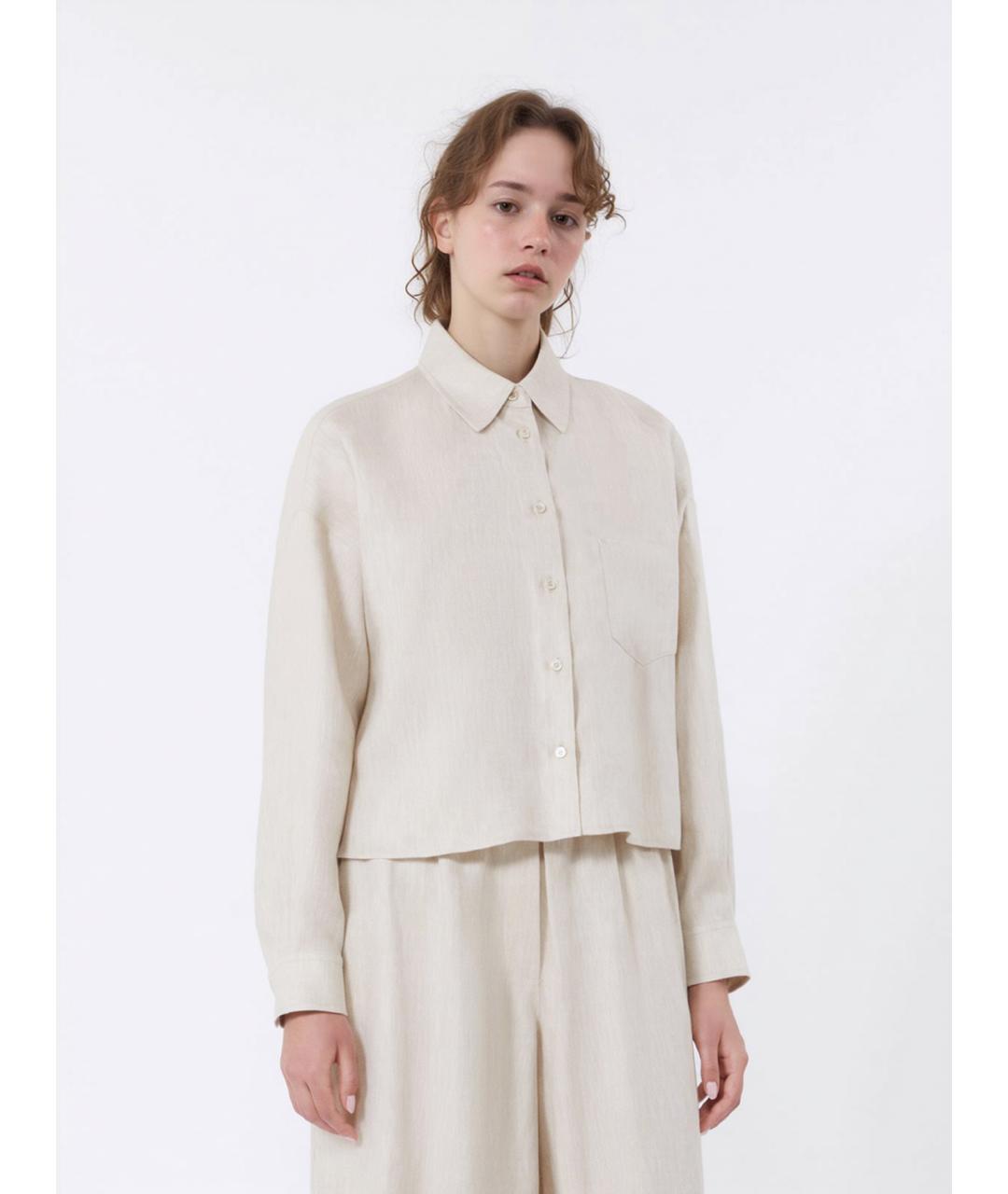WEEKEND MAX MARA Бежевая льняная рубашка, фото 4