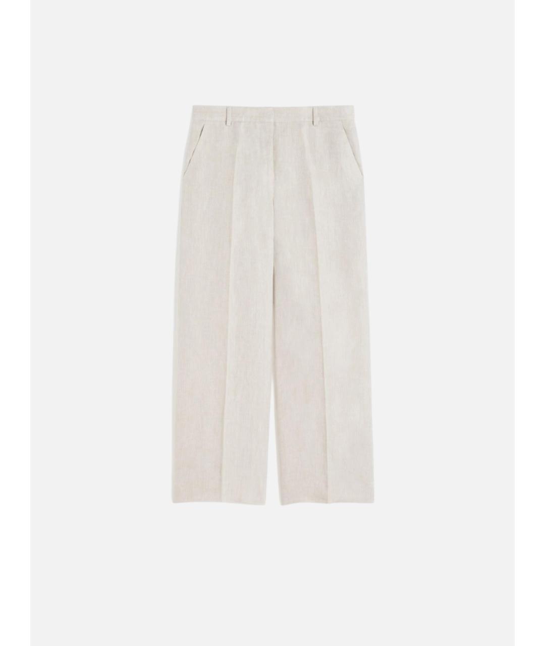 WEEKEND MAX MARA Бежевые льняные прямые брюки, фото 6