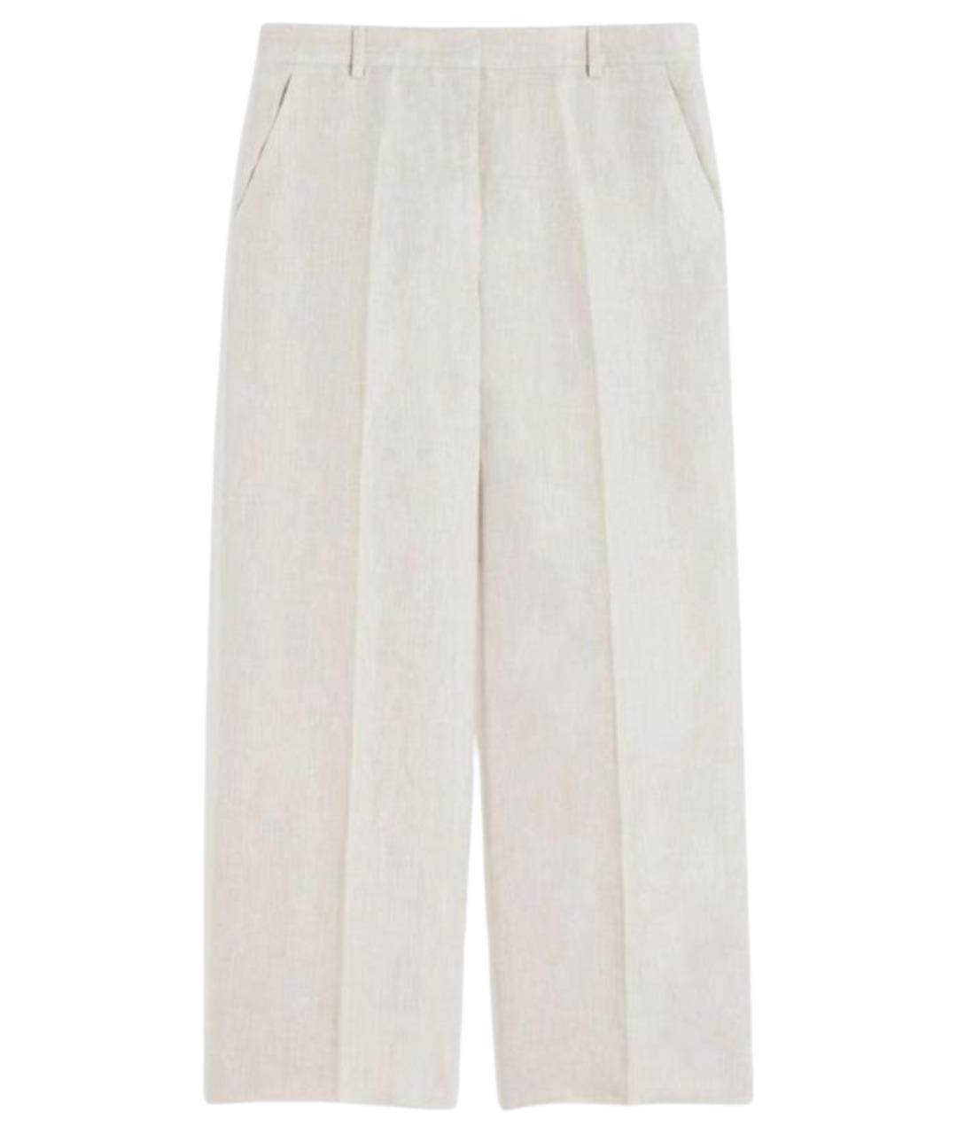 WEEKEND MAX MARA Бежевые льняные прямые брюки, фото 1