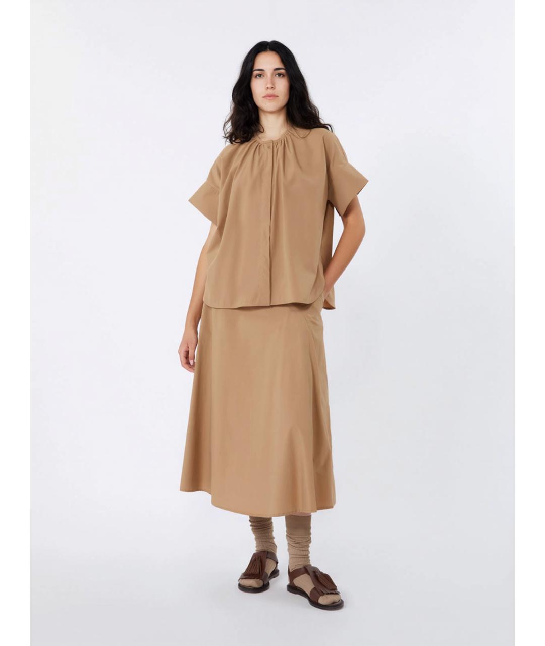 WEEKEND MAX MARA Коричневая хлопковая рубашка, фото 2