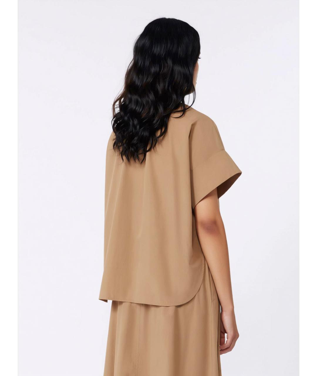 WEEKEND MAX MARA Коричневая хлопковая рубашка, фото 4