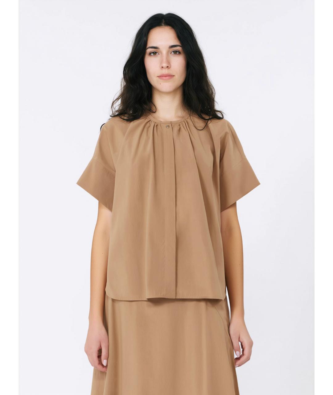 WEEKEND MAX MARA Коричневая хлопковая рубашка, фото 3