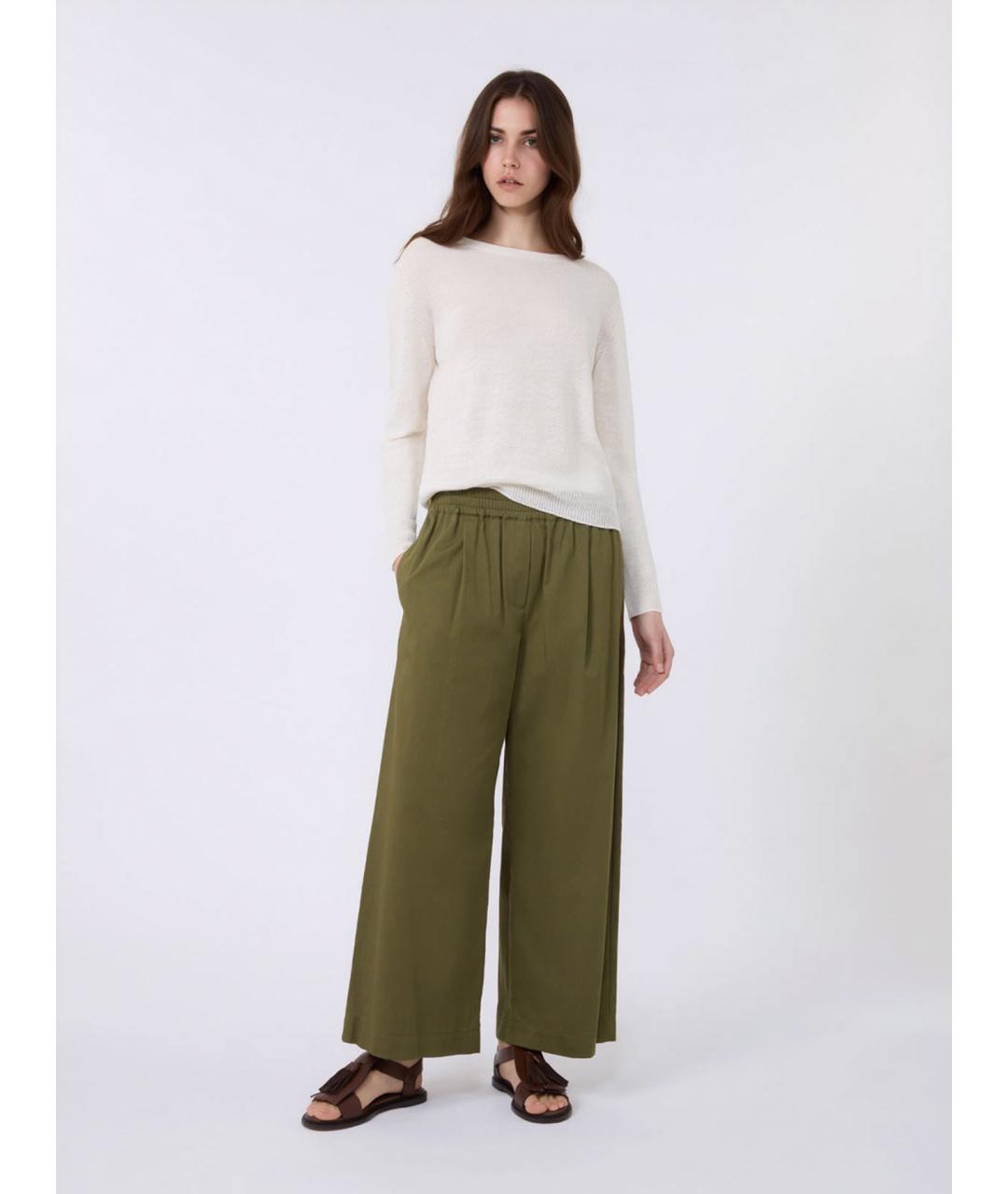 WEEKEND MAX MARA Хаки хлопковые брюки широкие, фото 2
