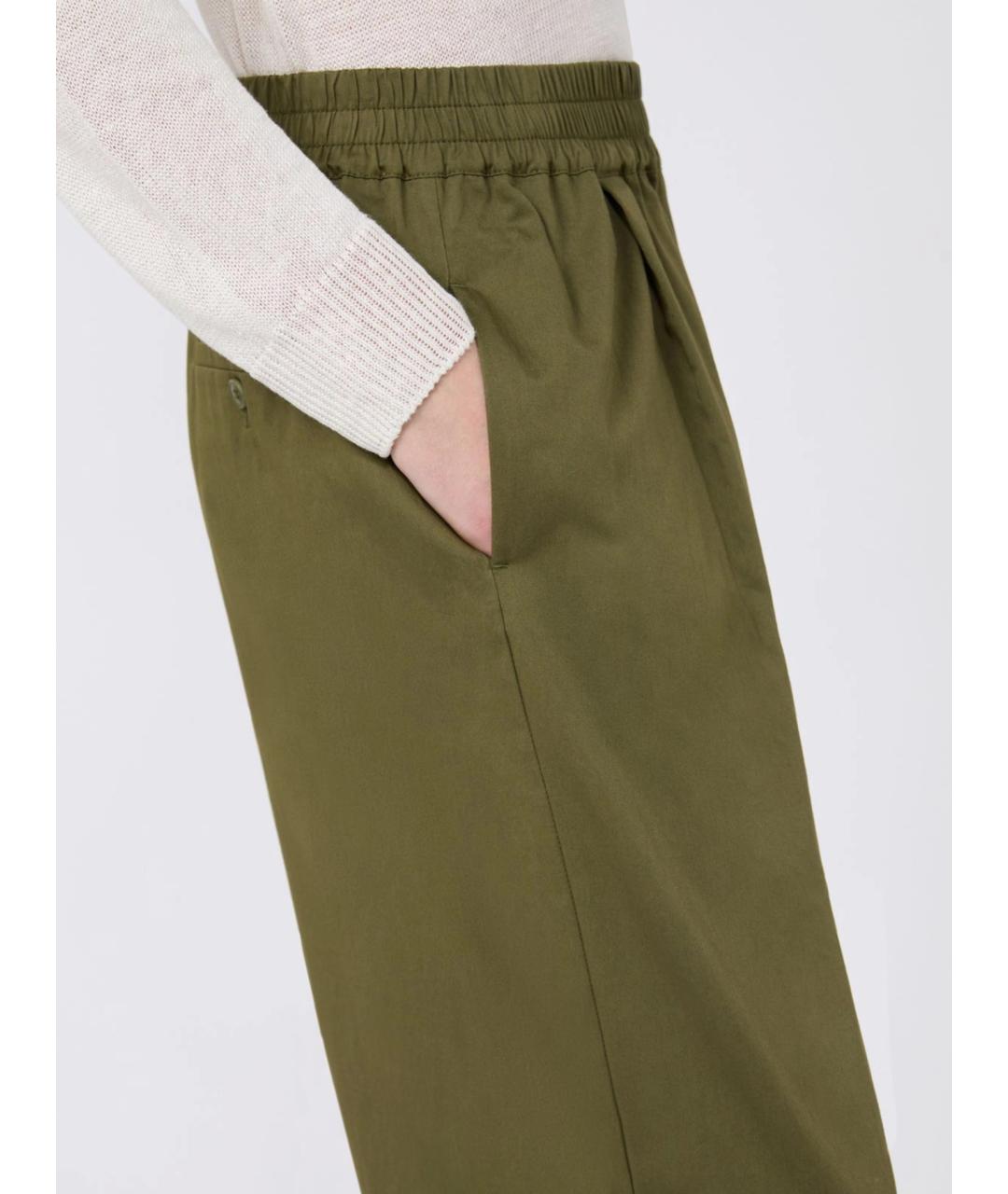 WEEKEND MAX MARA Хаки хлопковые брюки широкие, фото 5