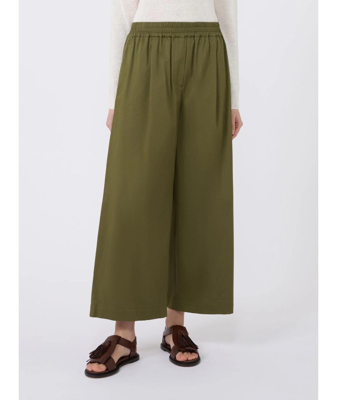 WEEKEND MAX MARA Хаки хлопковые брюки широкие, фото 3