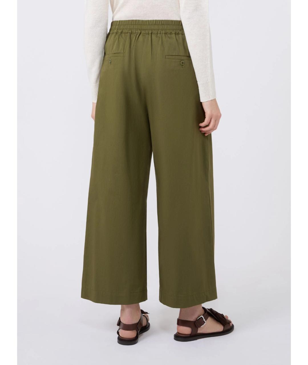 WEEKEND MAX MARA Хаки хлопковые брюки широкие, фото 4