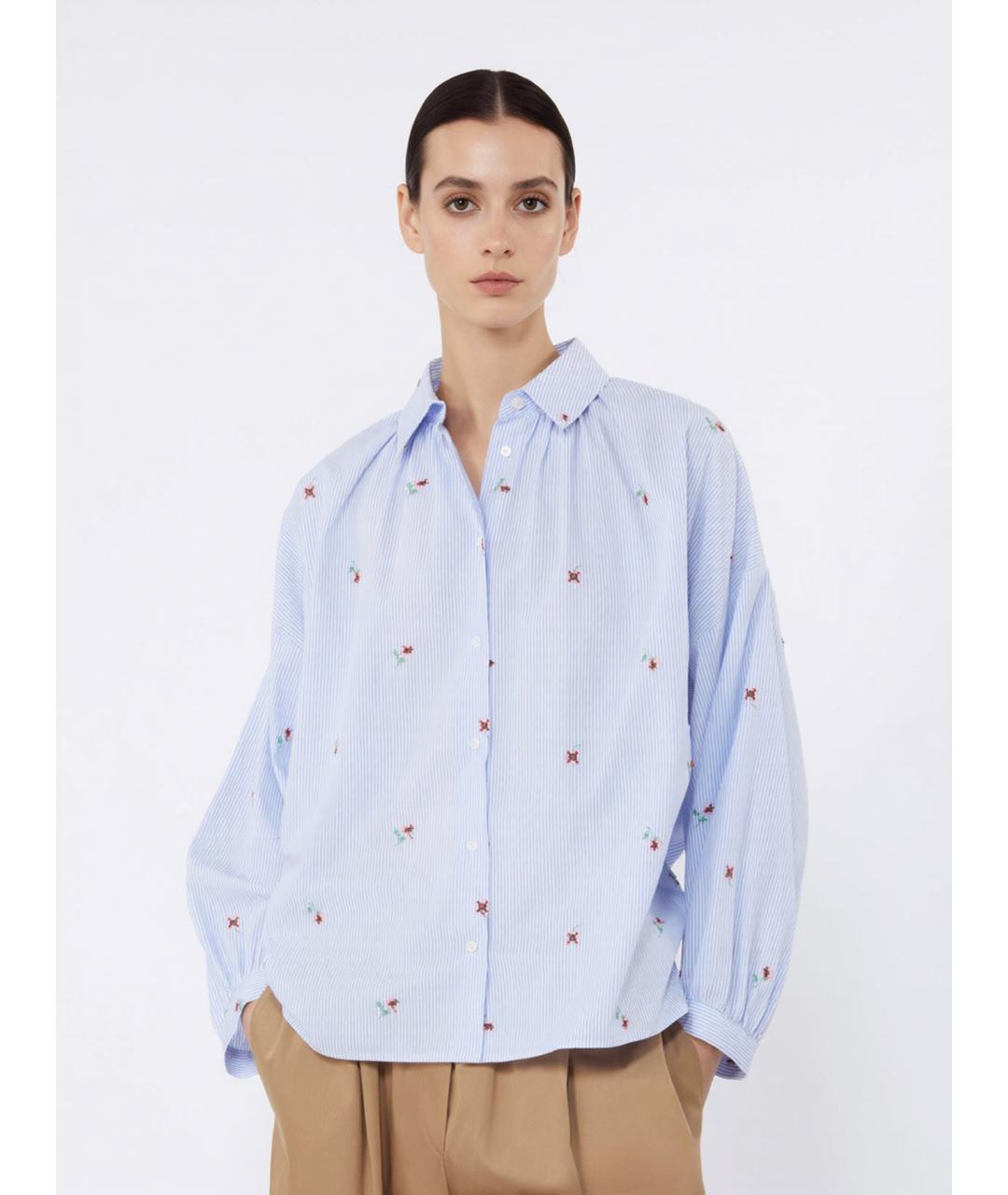 WEEKEND MAX MARA Голубая хлопковая рубашка, фото 5