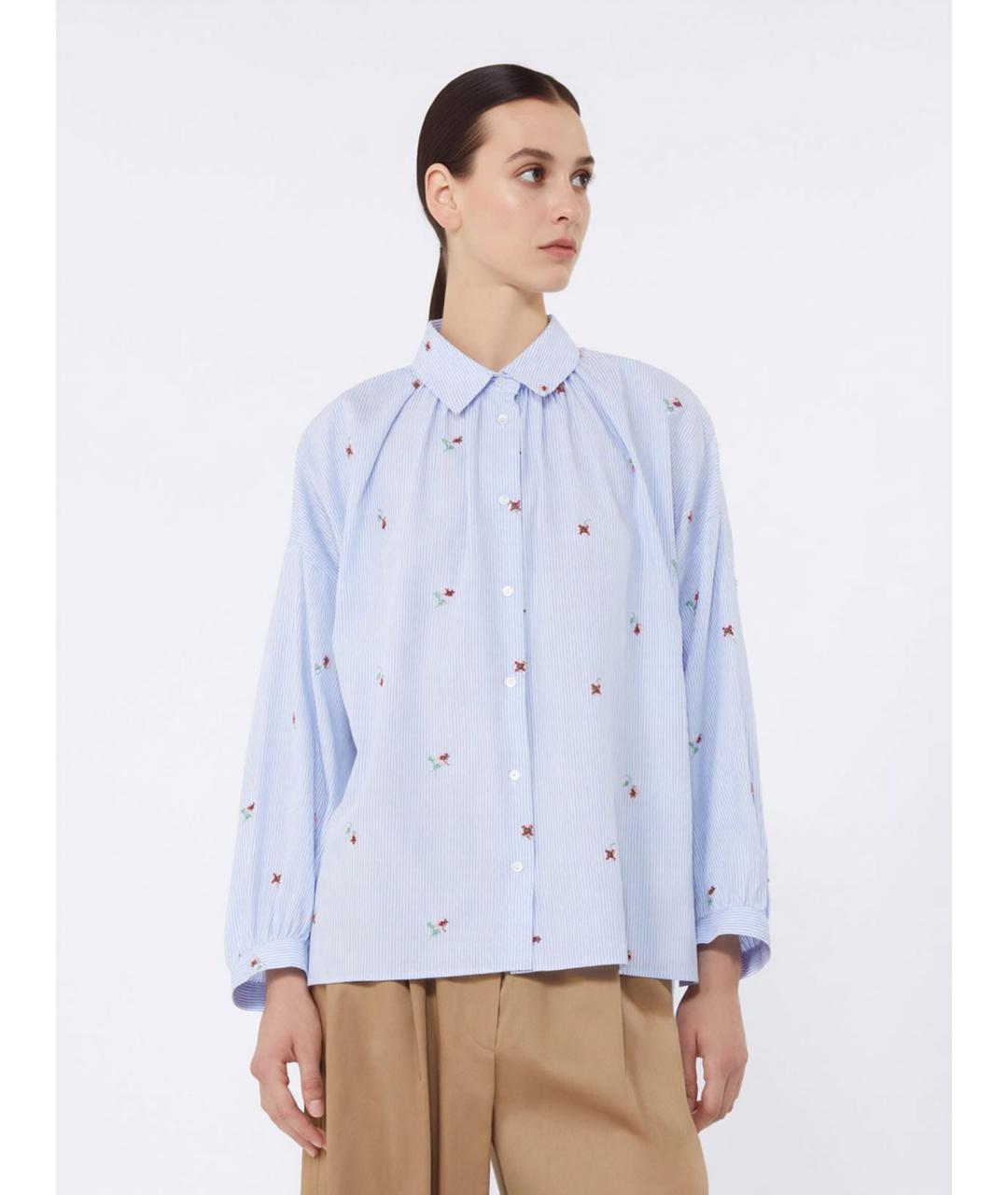 WEEKEND MAX MARA Голубая хлопковая рубашка, фото 3