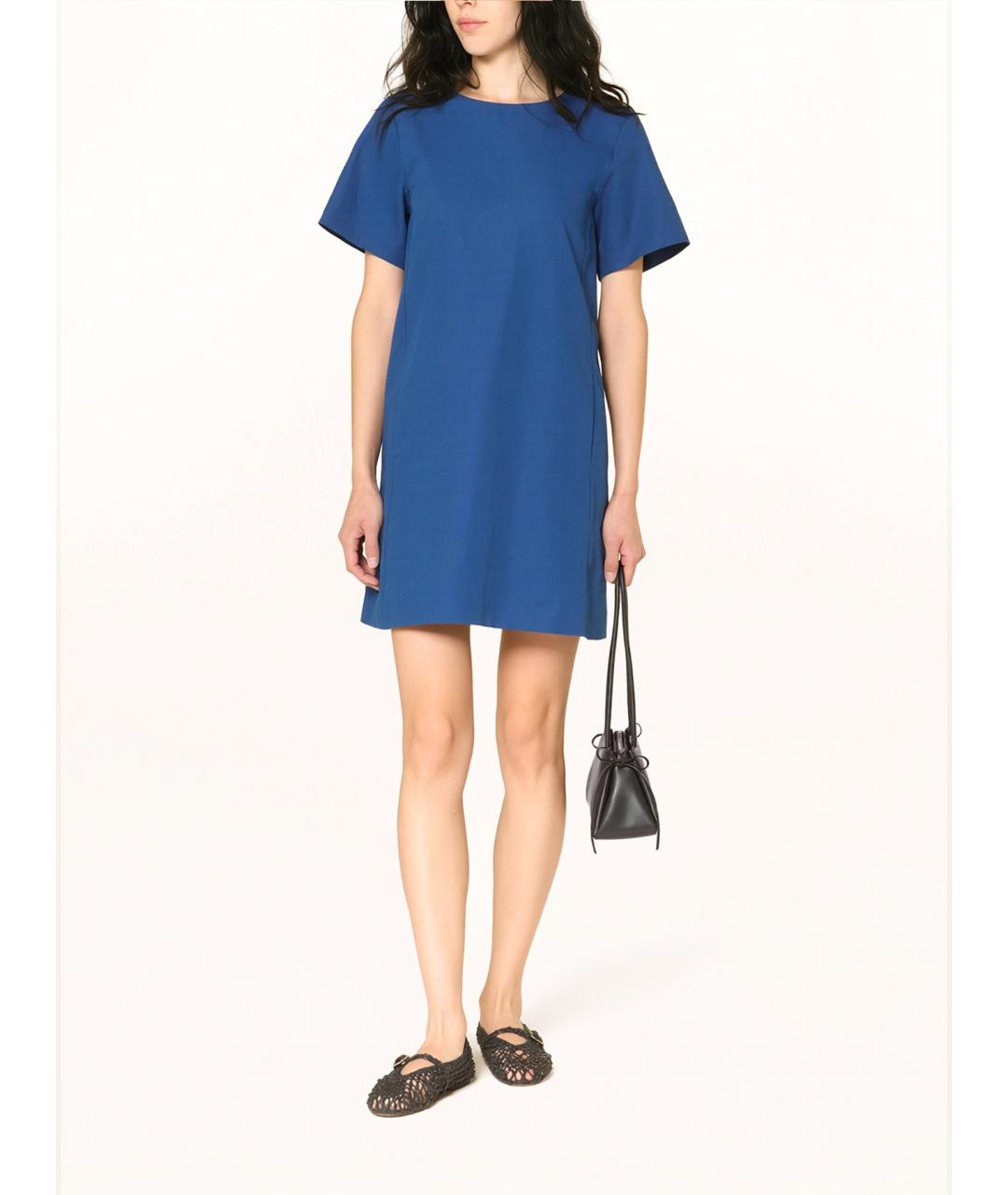 WEEKEND MAX MARA Синее хлопковое повседневное платье, фото 2