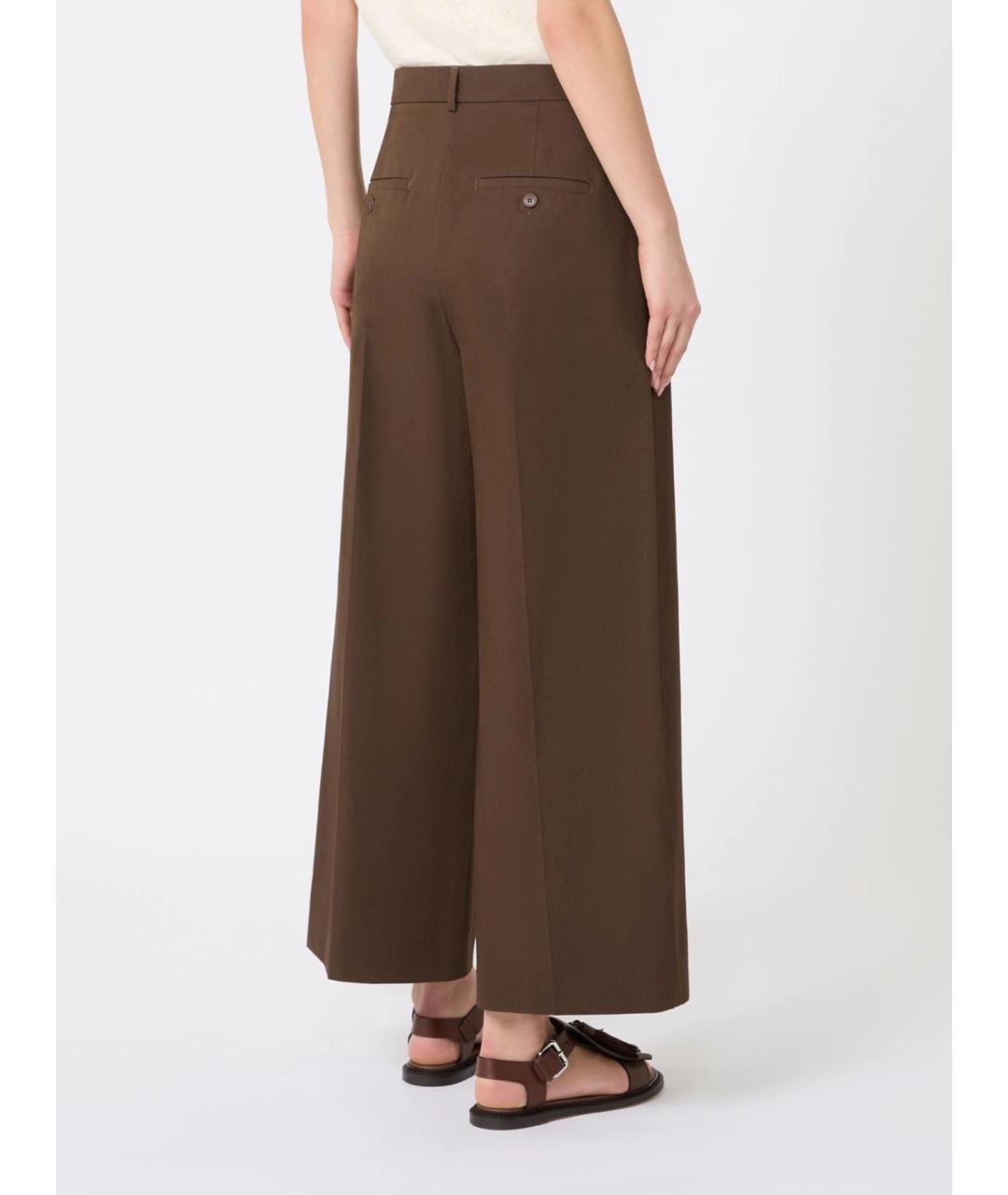 WEEKEND MAX MARA Коричневые хлопковые прямые брюки, фото 4