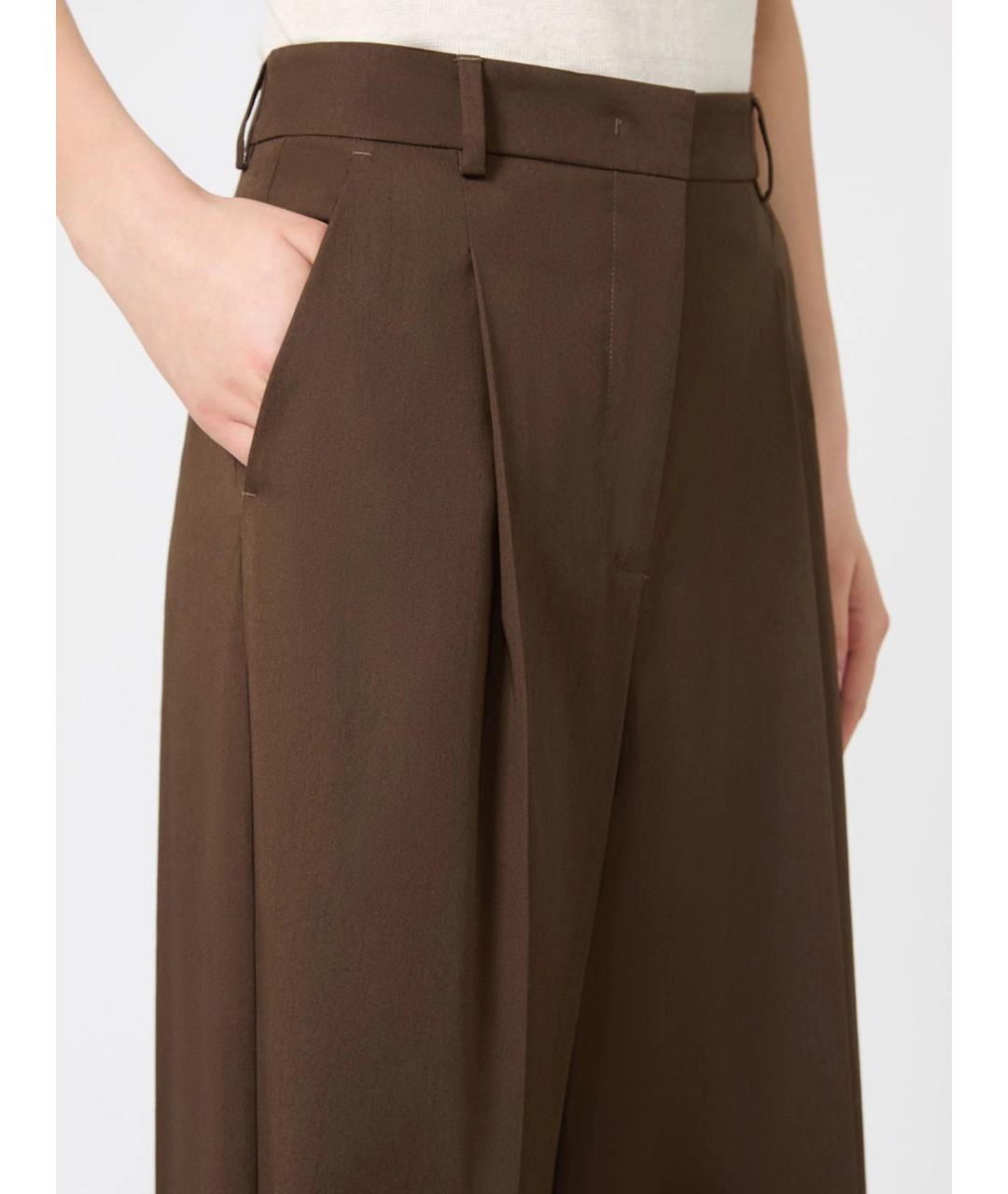 WEEKEND MAX MARA Коричневые хлопковые прямые брюки, фото 5