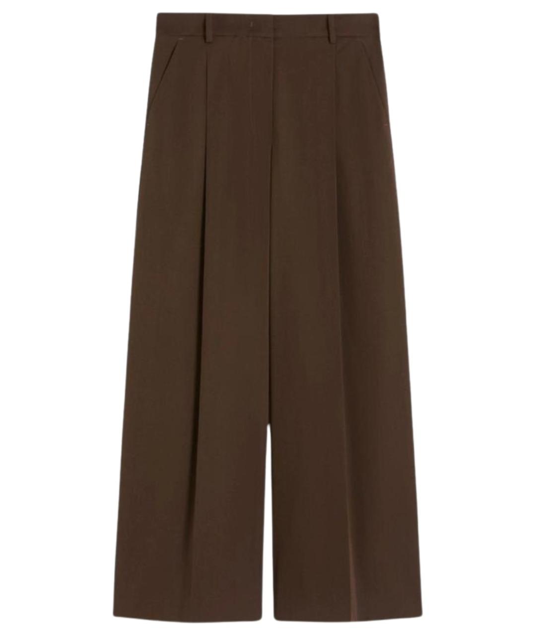 WEEKEND MAX MARA Коричневые хлопковые прямые брюки, фото 1