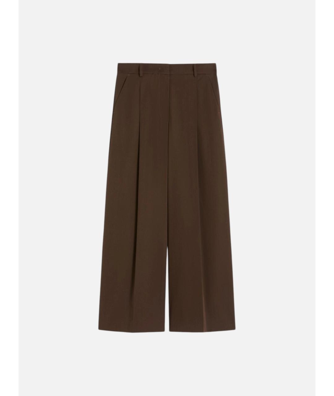 WEEKEND MAX MARA Коричневые хлопковые прямые брюки, фото 6