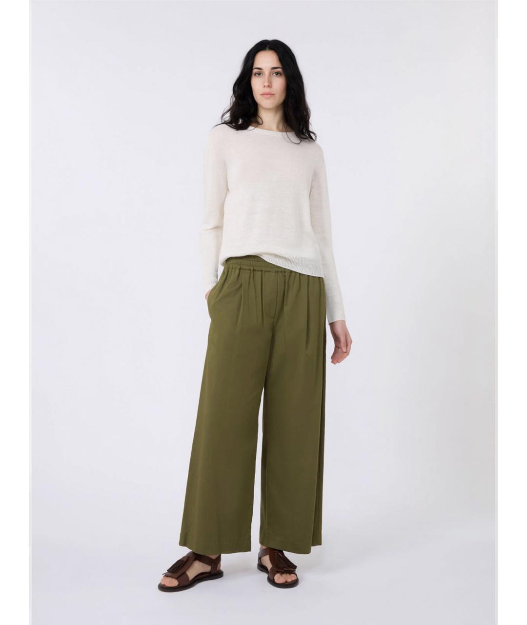 WEEKEND MAX MARA Коричневые хлопковые прямые брюки, фото 2