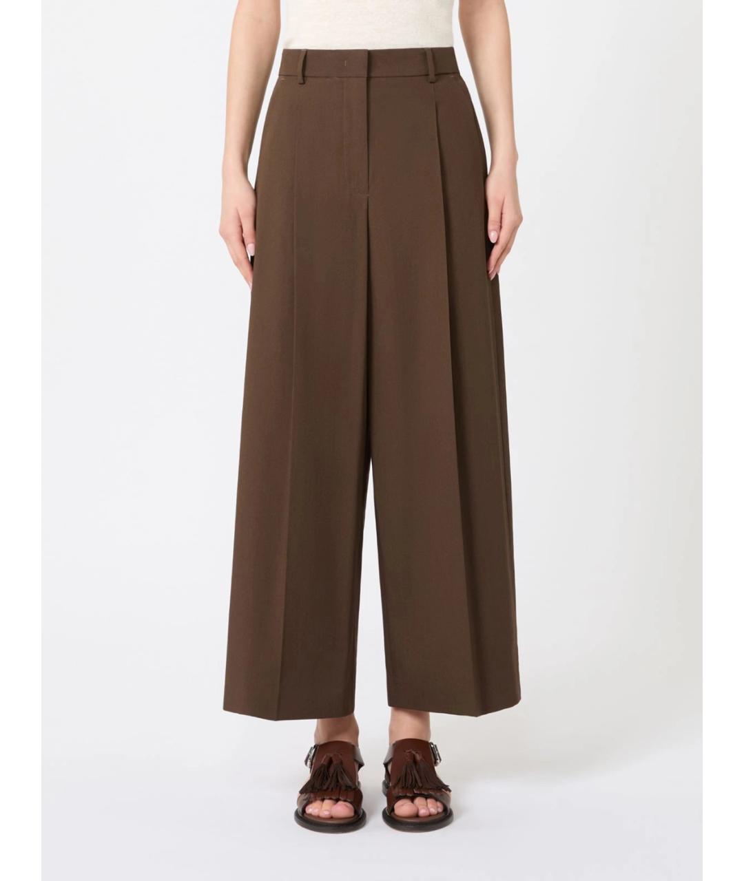 WEEKEND MAX MARA Коричневые хлопковые прямые брюки, фото 3