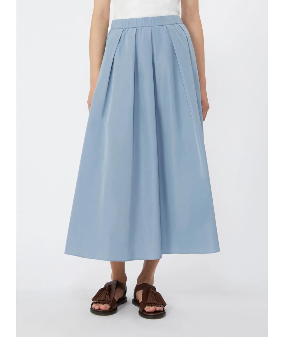 WEEKEND MAX MARA Голубая полиэстеровая юбка миди, фото 3