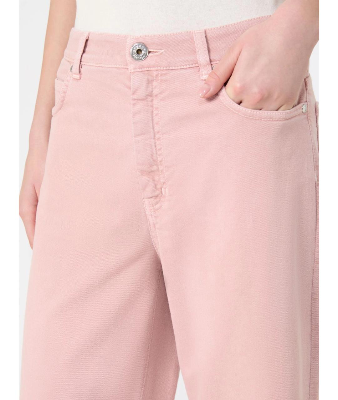 WEEKEND MAX MARA Розовые хлопковые прямые джинсы, фото 5
