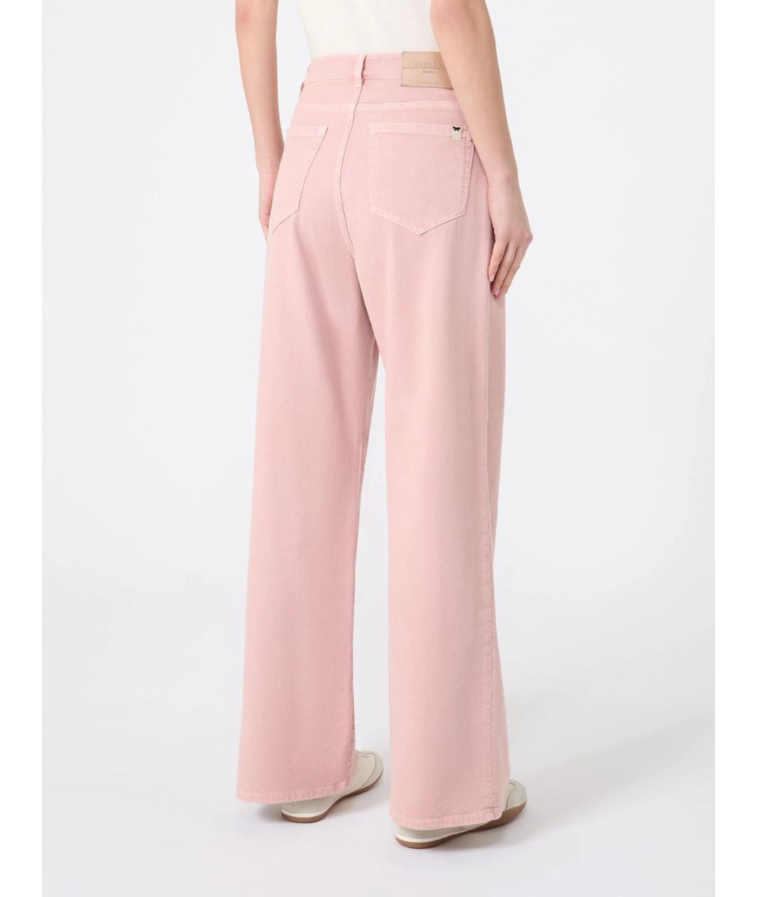 WEEKEND MAX MARA Розовые хлопковые прямые джинсы, фото 4